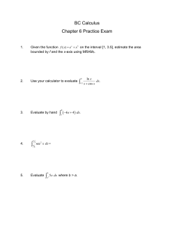 BC Calculus Chapter 6 Practice Exam 1. Given the function on the