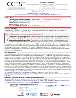Request for Applications - COMMUNITY HEALTH