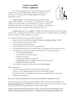 Family Camp 2016 Volunteer Application Do you like to play games
