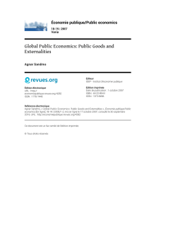 Global Public Economics: Public Goods and Externalities