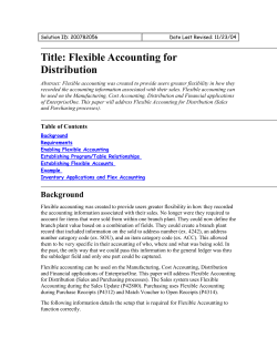 Inventory Applications and Flex Accounting