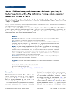 Serum LDH level may predict outcome of chronic lymphocytic