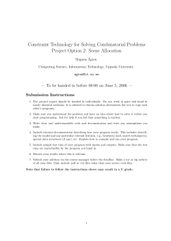 Constraint Technology for Solving Combinatorial Problems Project