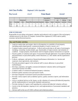 Regional CAMA Specialist - Government of Newfoundland and