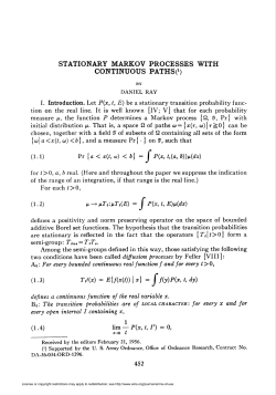 STATIONARY MARKOV PROCESSES WITH CONTINUOUS PATHS C
