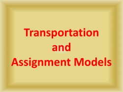 6-Transportation and Assignment Model