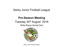 Derby Junior Football League Changes for 2016/17