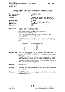 DNA Size Marker for short gel runs 2017 9E1