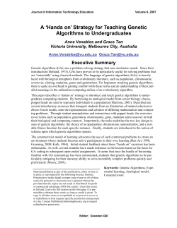 A `Hands on` Strategy for Teaching Genetic Algorithms to