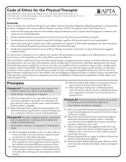 Code of Ethics for the Physical Therapist Principles