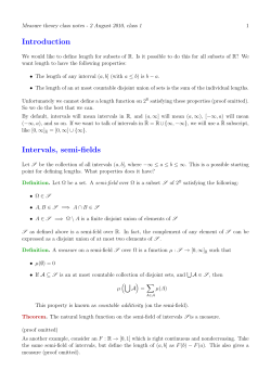 Introduction Intervals, semi