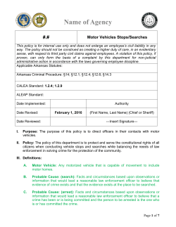 Motor Vehicle Stops-Searches - Arkansas Association of Chiefs of