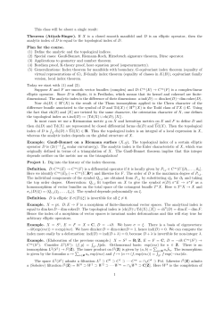 This class will be about a single result: Theorem