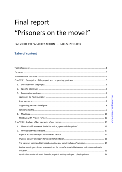 Final report &ldquo;Prisoners on the move!&rdquo;