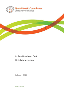 Risk Management Framework - Mental Health Commission of NSW