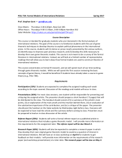 POLI 754: Formal Models of International Relations Spring 2017