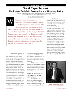 Great Expectations: The Role of Beliefs in Economics and Monetary