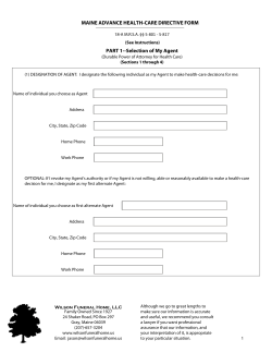MAINE ADVANCE HEALTH-CARE DIRECTIVE FORM PART 1