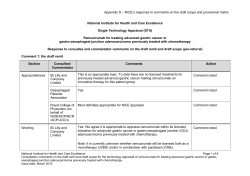 NICE`s response to comments on the draft scope and provisional