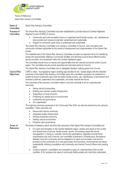 Game Plan Advisory Committee Terms of Reference