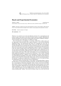 Hayek and Experimental Economics