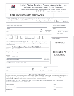 no photo. present id at game time. - California Soccer Association