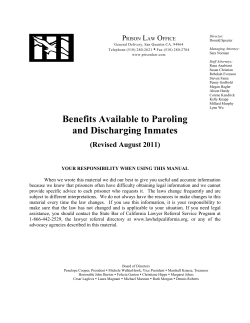 Benefits Available to Paroling and Discharging Inmates