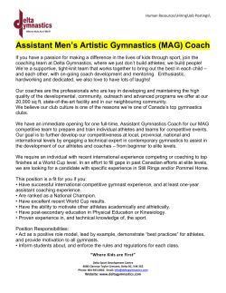 Men`s Assistant Coach - Delta Gymnastics Society