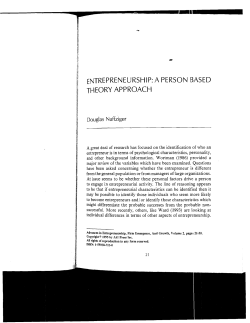 ENTREPRENEURSHIP: A PERSON IBASED i THEORY APPROACH