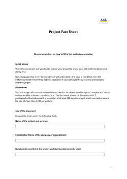 Fact sheet template for AAL website and dissemination material