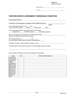 PASTOR/CHURCH AGREEMENT PARSONAGE CONDITION