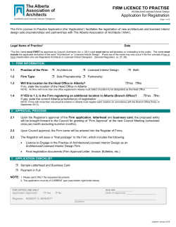 FIRM LICENCE TO PRACTISE Application for Registration