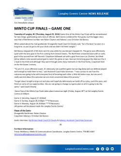 MINTO CUP FINALS &ndash; GAME ONE