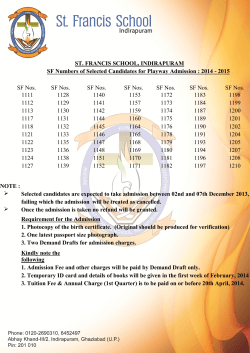 ST. FRANCIS SCHOOL, INDIRAPURAM SF Numbers of Selected