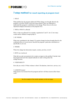 7-step method for result reporting at program level