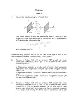 Photonics Sheet 6 1. Assume the following set up for a