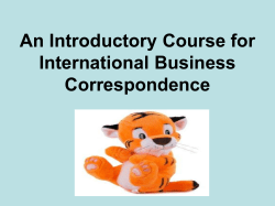 An Introductory Course for International Business Correspondence