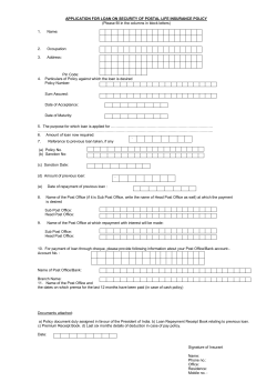 application for loan on security of postal life insurance policy