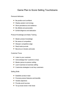 Game Plan to Score Selling Touchdowns