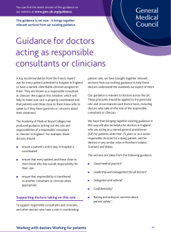 Guidance for doctors acting as responsible consultants or