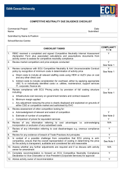COMPETITIVE NEUTRALITY DUE DILIGENCE CHECKLIST