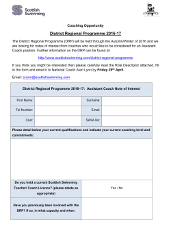 District Regional Programme ASSISTANT COACH