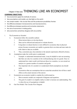 Chapter 2 Class note THINKING LIKE AN ECONOMIST