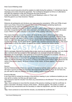 Area Council Meeting script
