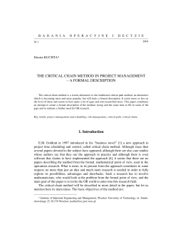 THE CRITICAL CHAIN METHOD IN PROJECT MANAGEMENT &ndash; A