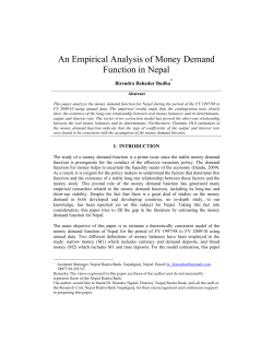 An Empirical Analysis of Money Demand Function in Nepal