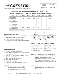 OPERATING and MAINTENANCE INSTRUCTIONS