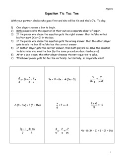 Equation Tic Tac Toe