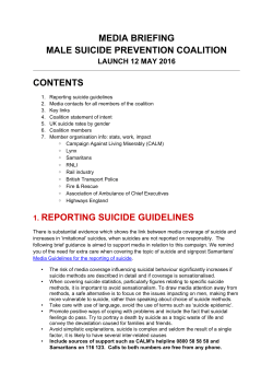 media briefing male suicide prevention coalition contents 1