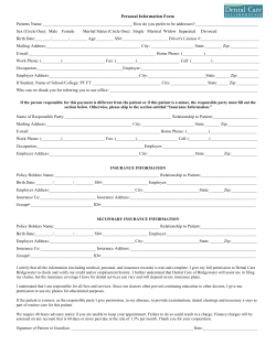 Personal Information Form Patients Name: How do you prefer to be